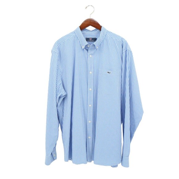 Vineyard Vines Other - Vineyard Vines Blue White Gingham Check Button Front Shirt XL